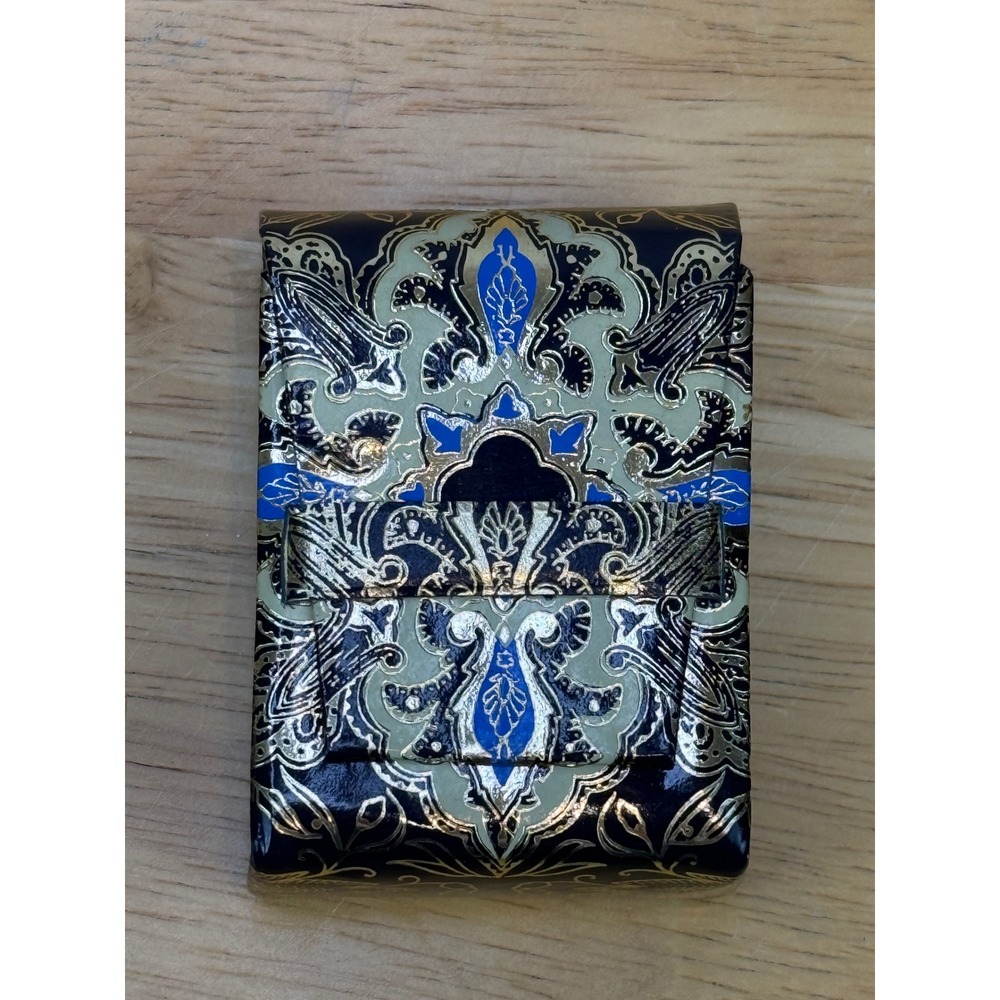 Vintage Italian Genuine Tooled Leather Playing Card Case Gold Gilt Florentine
